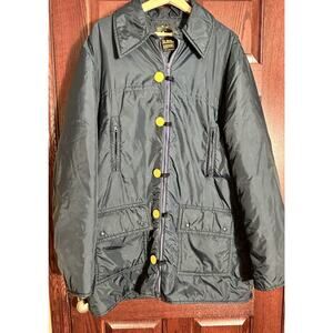 VTG Sir Jac Jacket Insulated Utility Field Coat Zip Front XL Long Blue Yellow